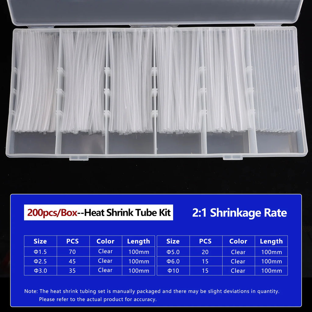 2:1 Heat Shrink Tube Kit Thermoresistant Shrinkage Tubing Wire Wrapping Electrical Connection Cable Insulation Sleeved Protecter