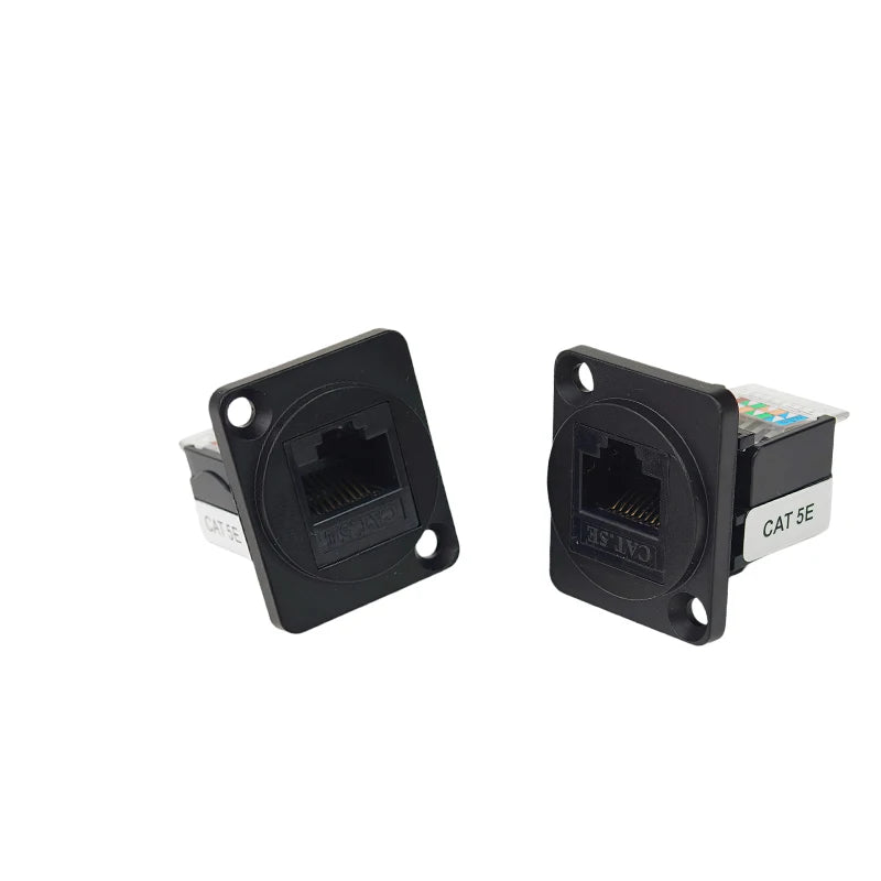 D Type RJ45 CAT5E CAT6 CAT6A CAT7 Panel Mount Feed Through Connector Shielded Ethernet Socket for Rack Cabinet Wall Plate 8P8C