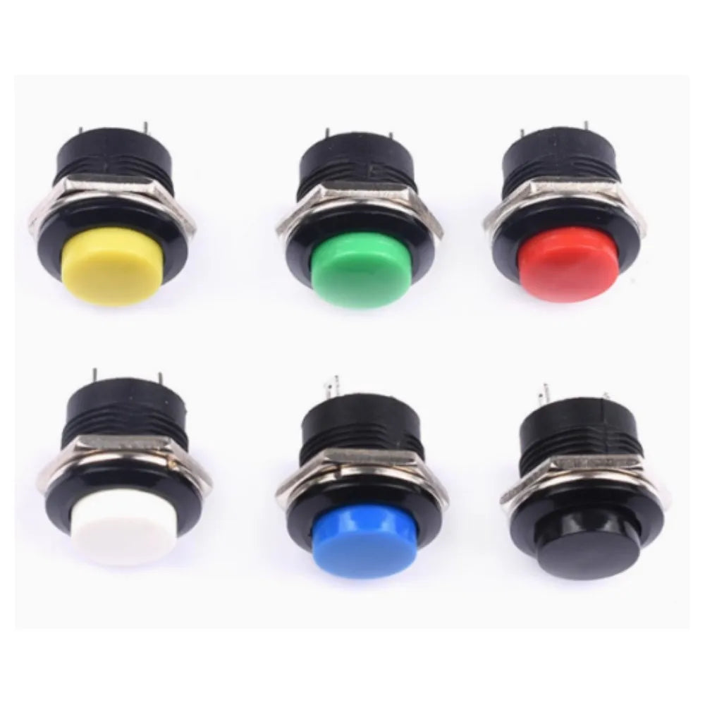 6PCS R13-507 Momentary Push Button Switch 16mm 6 Colors Self Reset Round Switch For Industrial Control Equipment