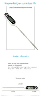 Digital Kitchen Thermometer Digital Temperature MeasuringTool for Meat Electronic Food Thermometer LCD Display Food Thermometer
