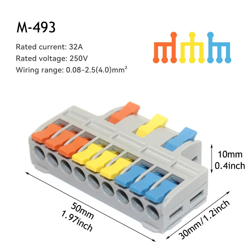10/50pcs Quick Wire Connector Universal Compact Wiring Splicing Conector  Electrical Push In Lighting Terminal Block Connector