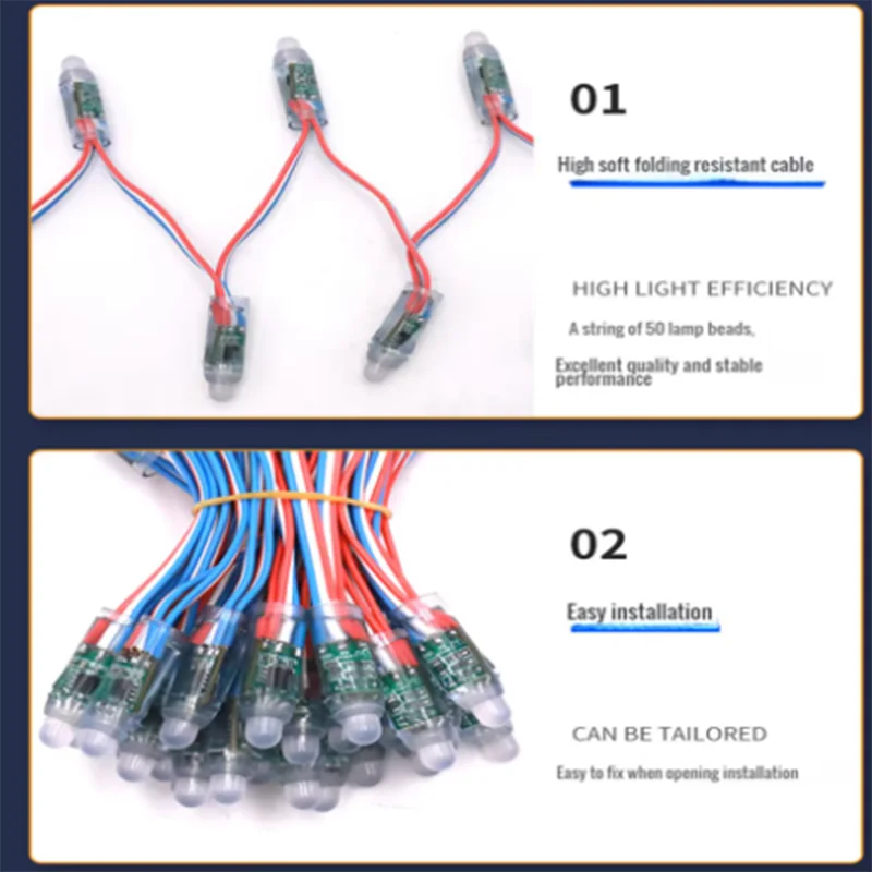 2026 50pcs WS2811 2811 IC RGB Full Color 12mm Pixels Digital Addressable 5V Dream Color LED Pixels Module IP68 Waterproof Light
