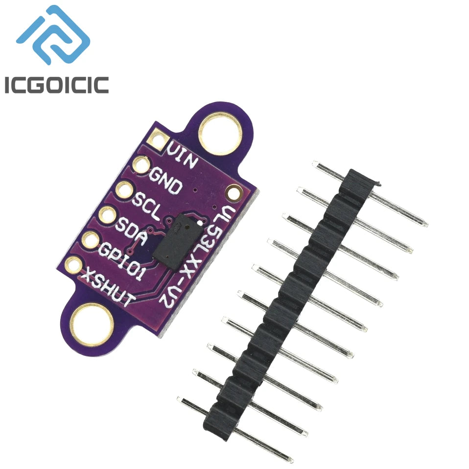 1-10PCS VL53L0X Time-of-Flight (ToF) Laser Ranging Sensor Breakout 940nm GY-VL53L0XV2 Laser Distance Module I2C IIC with Pin