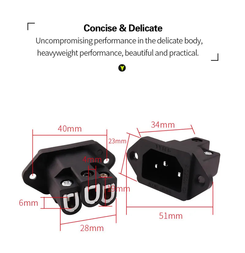 3 Pin AC Power Plug Connector IEC Inlet Socket Consumer Electronics DIY HIFI Amplifier Electrical Audio Interface Panel Mount