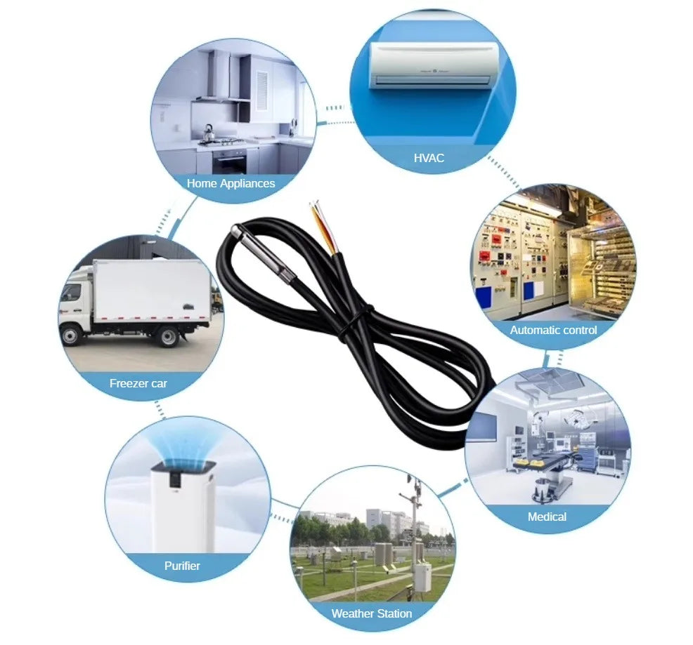 1-10PCS SHT20/SHT30/SHT40 Waterproof Stainless Steel I2C Temp & Humidity Sensor Digital I2C Probe, Ideal For Precise Measurement