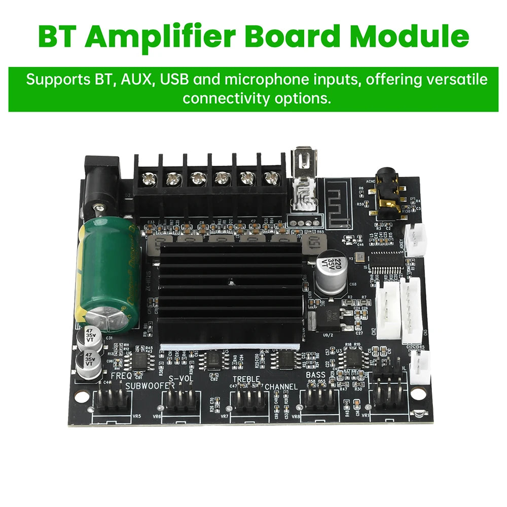 DC 12-24V MT21S Lead Version Ktv Microphone And Audio All-In-One Machine 2.1 Channel Bluetooth Amplifier Board 50W+50W+100W