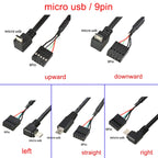 PC Computer Motherboard 9P to Micro USB to DuPont 2.54mm 5Pin DuPont USB to Micro USB Data Cord Aluminum Foil + Woven Mesh Cable