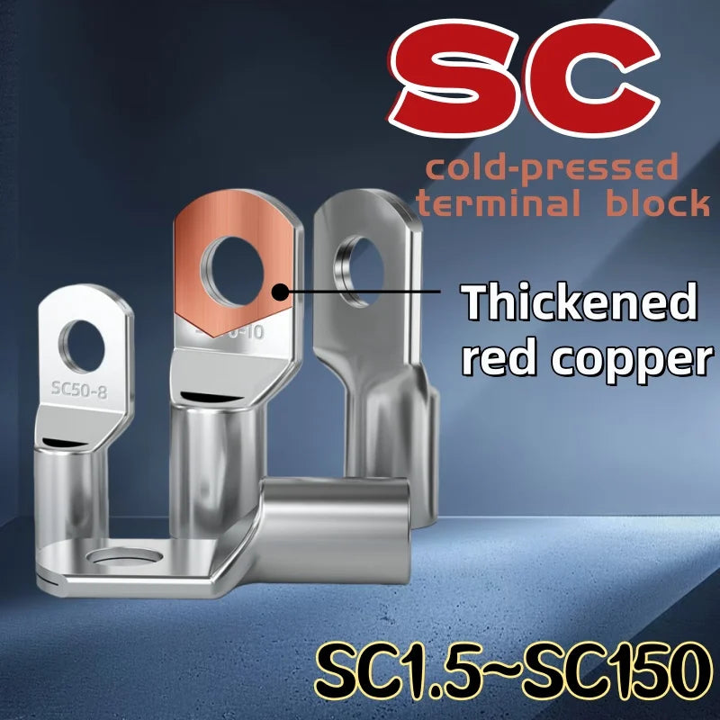 5Pcs-10Pcs Sc Type Cable End Terminal Sc1.5 Sc4 Sc6 Sc10 Sc16 Sc25S Sc50 Sc70 C95 Sc120 Sc150, Bare Copper Battery Block Terminals