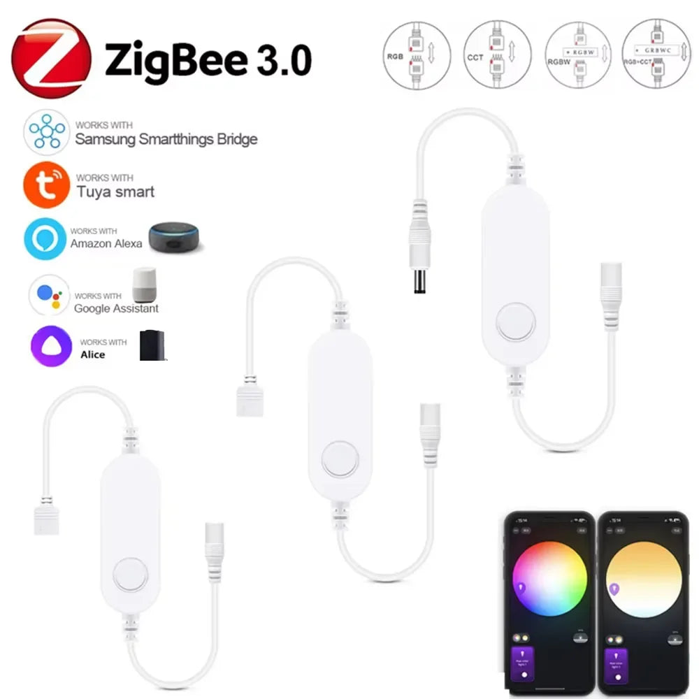 Zigbee 3.0 Smart LED Controller DC5V 12V 24V Dimmer Single Color CCT RGB RGBW RGBCCT LED Strip for Tuya Alexa SmartThings 2mqtt