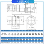 1pcs GX12 GX16 GX20 Air Aviation Connector 2/3/4/5/6/7/8/9/10/11/12/14/15Pin Panel Nut AV Power Plug Socket Core Wire Connector