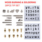 JCD 80W Engraving Pen Electric Soldering Iron Wood Burning Kit Flipping Word Embossing Pyrography Tool Craft 28PC TIP Set 908S