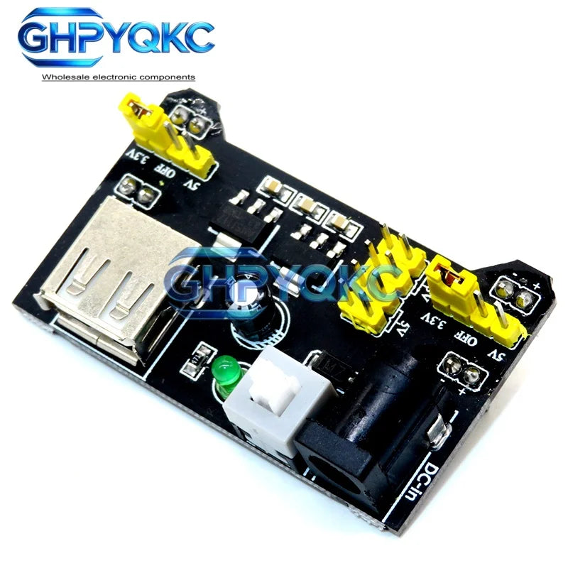 GHPYQKC MB102 Breadboard Dedicated Power Supply Module Mini USB Black White 2 Way 3.3V 5V MB-102 Solderless Bread Board