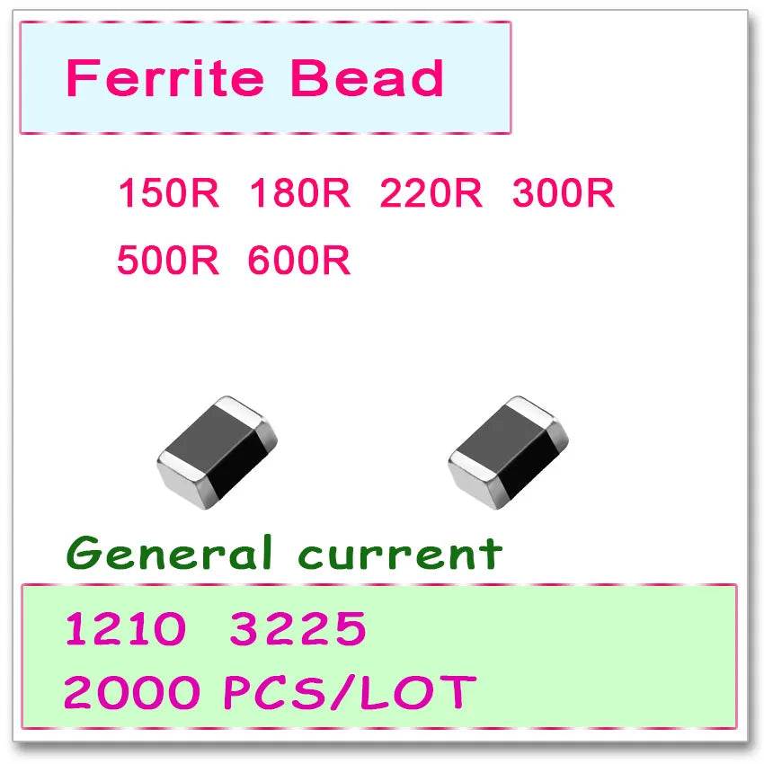 JASNPROSMA 1210/3225 100MHZ 2000PCS General current SMD Ferrite Bead 150R 180R 220R 300R 500R 600R 25% SMD OHM New High quality