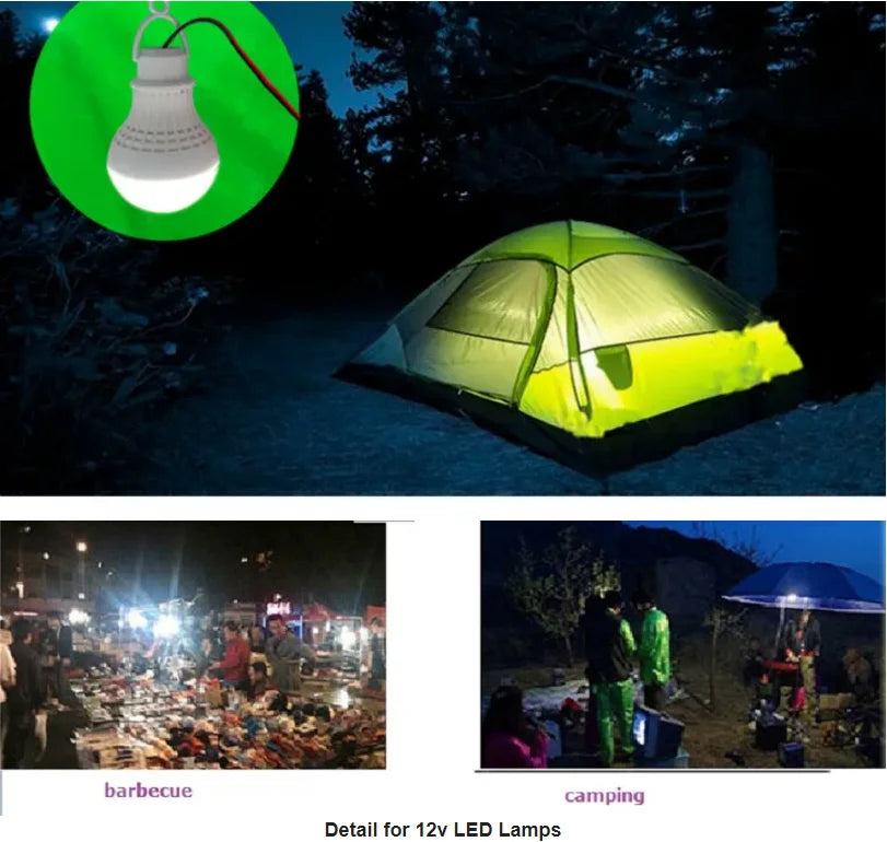12V DC LED Lamps Portable Tent Camping Light SMD5730 Bulbs Outdoor Night Fishing Hanging Light Battery Lighting 5W 7W 9W 12W