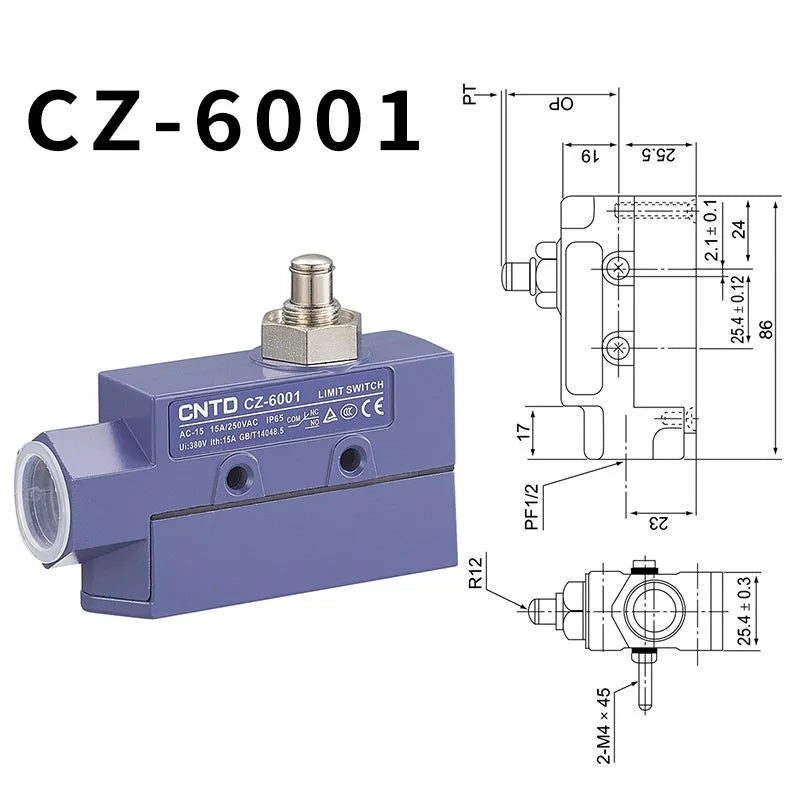 CNTD CZ‑6 Series Limit Switch CZ‑6001 CZ‑6002 CZ‑6003 CZ‑6004 CZ‑6005 Micro Travel Switch IP65 15A CE Certified Waterproof