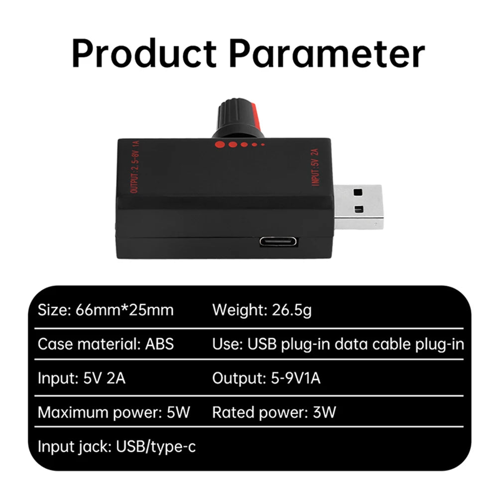 5W DC5V2A Fan Speed Controller Induction Speed Controller with Switch USB Protection Type-C USB Laptop Cell Phone Cooling