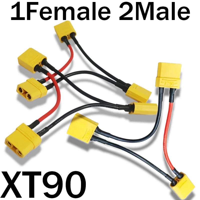 XT90 Connector Male to Female Battery Adapter Series Y Shape Rc Helicopter Connection Cable 14AWG 10CM Heat-Resistant Silicone 