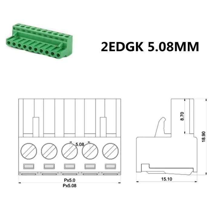 1Sets 2-20pin 2EDG-UKR-5.08mm Rail Terminal Block Pitch 5.08mm Screw Plug-in Terminal Blocks Connector Din Rail Mounting Instead