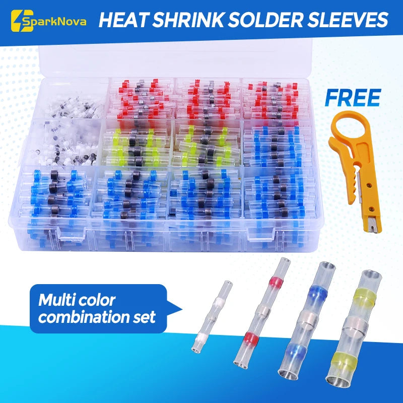 50-500Pcs Waterproof Heat Shrink Butt Connectors Solder Seal Wire Cable Terminals Electrical Splice Kit for Automotive Marine