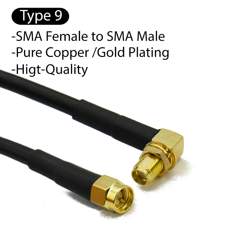RG58 SMA to SMA Male Female RF Pigtail Jumper Cable Straight Right Angle Antenna Extension Wire for WiFi 3G 4G GSM Radio