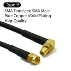 RG58 SMA to SMA Male Female RF Pigtail Jumper Cable Straight Right Angle Antenna Extension Wire for WiFi 3G 4G GSM Radio