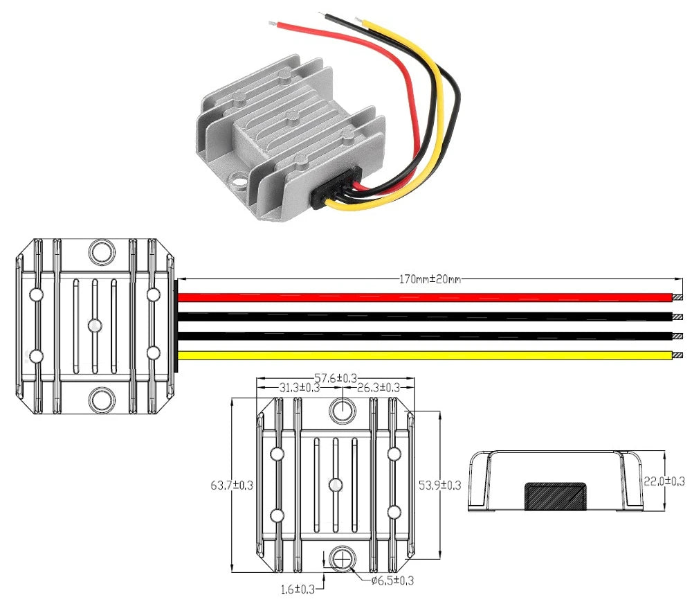 24V to 12V 3A -60A Reliable DC to DC Converter Step Down Voltage Regulator 24 Volt to 12 Volt Buck Supply Module for Cars Solar