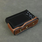 Handmade Leather Case for Panasonic Lumix TZ99 ZS99 Camera Carrying Bag with Adjustable Shoulder Strap