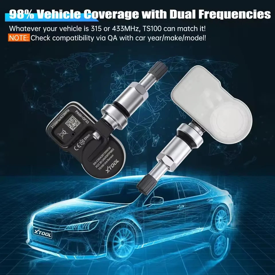 XTOOL TS100 PRO 2 in 1 SENSOR 315MHz & 433MHz TPMS Sensor NTM88 Chip Tire Repair Pressure Monitor Tester Programming Tool