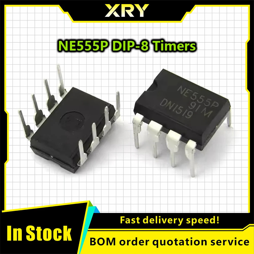 XRY 20-50PCS Integrated Circuits NE555 NE555P 555 DIP-8 Timers IC Chip Precision DIP-8