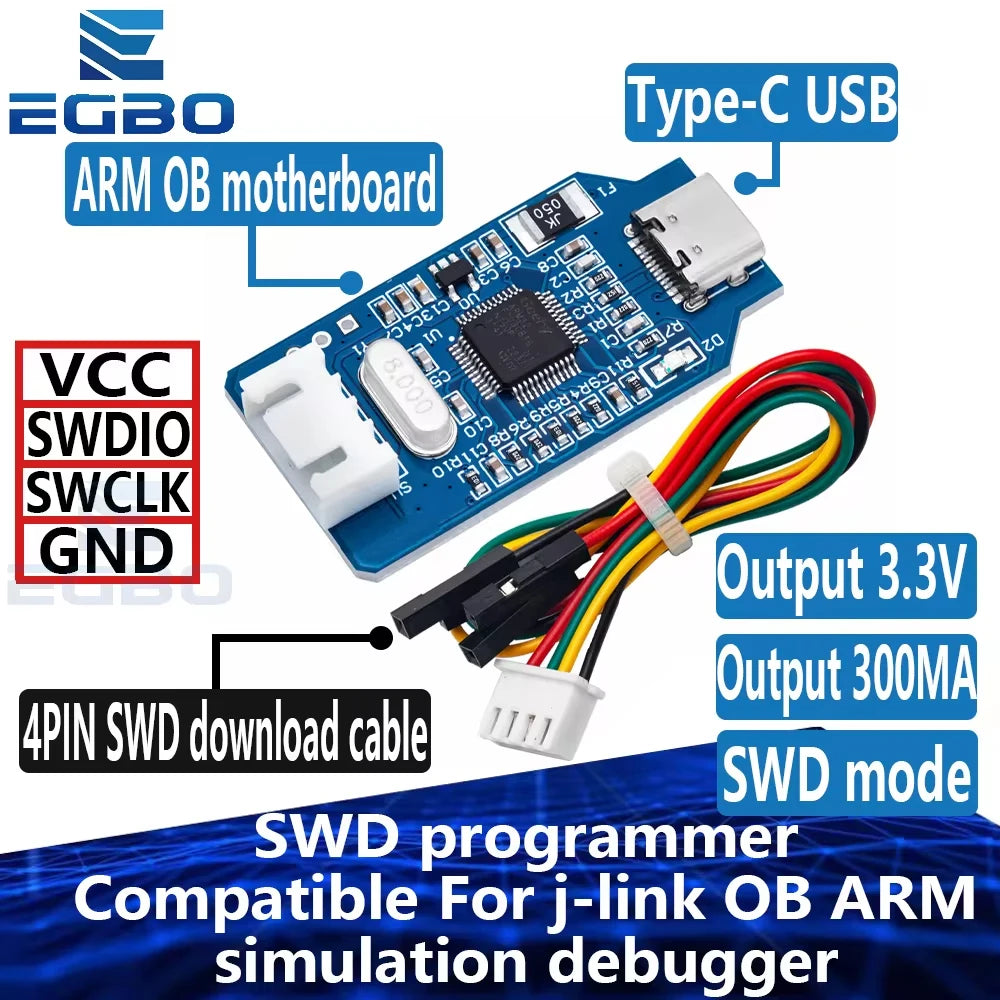 1~10PCS Compatible For j-link OBS ARM simulation debugger SWD programmer STM32 download Jlink generation V8