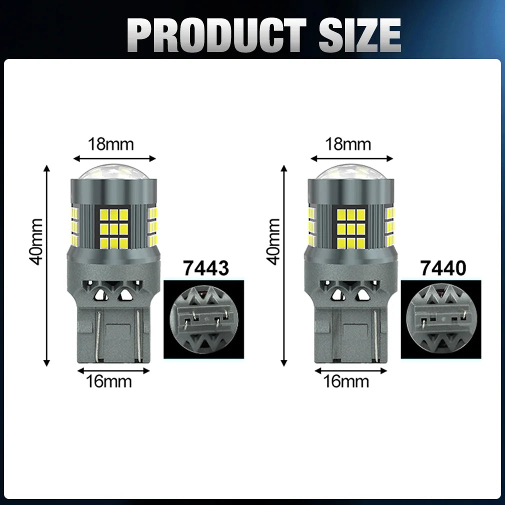 2Pcs T20 7440 W21W Led Bulb 7443 W21/5W Turn Signal Light 3014 Chips Auto LED Signal Light Tail Brake Light Reverse Bulb 12V