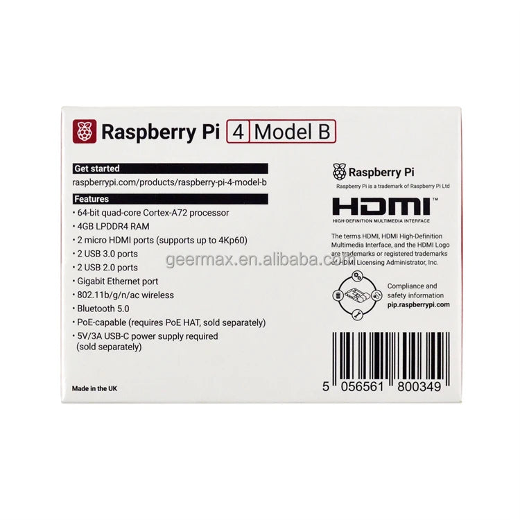 1.5GHz RASPBERRY PI 4 MODEL B 4GB SDRAM Raspberry Pi 4B/4GB pi 3 b+