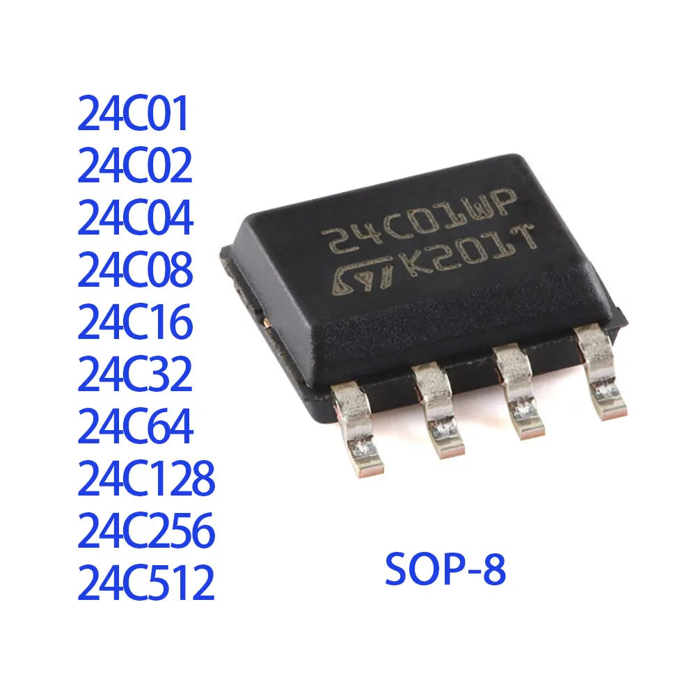 10PCS 24C01 24C02 24C04 24C08 24C16 24C32 24C64 24C128 24C256 24C512 IC Chip SOP8