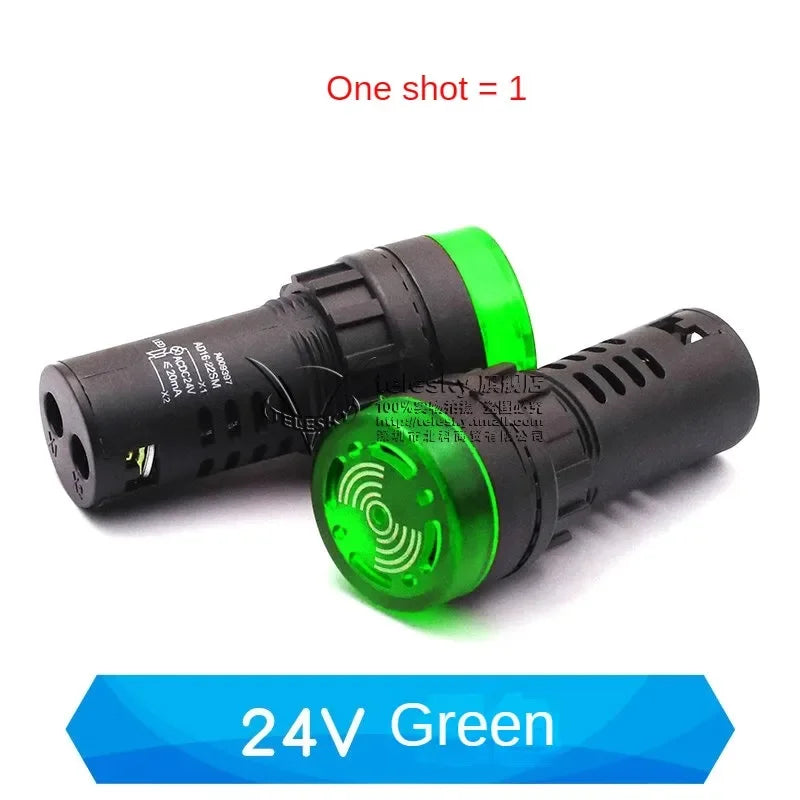 1PCS 12mm AD16-22SM 12V 24V 36V 48/110/220V Flash Signal Light Red LED Active Buzzer Beep Alarm Indicator Red Green Yellow Black
