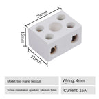 1 In 1 Out Ceramic Wiring Terminal Block 2 In 2 Out High-temperature Resistant Ceramic Terminal Post 250V Copper