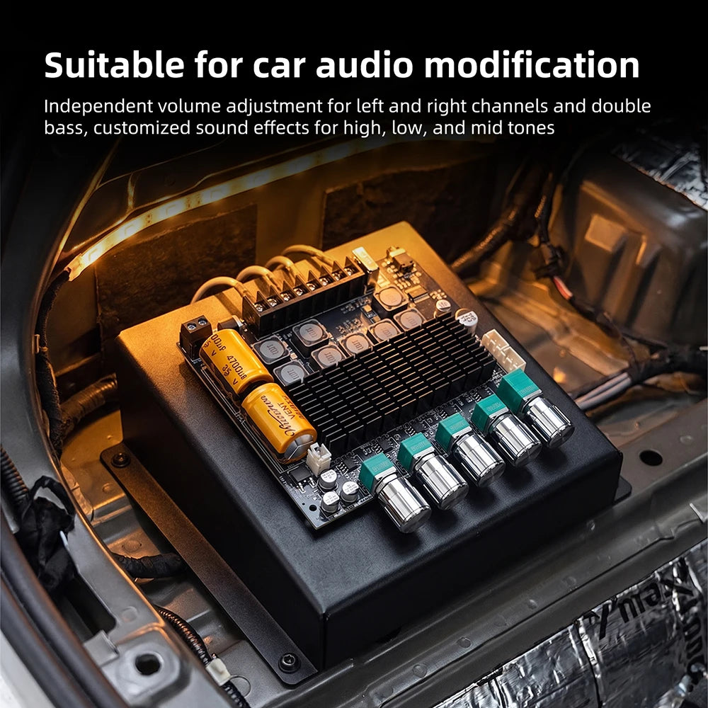 DC12‑24V ZK‑TB22 Audio Amplifier Module 75W+75W+145W+145W 2.2 Channel Bluetooth AUX USB PC Input Treble Bass Adjust
