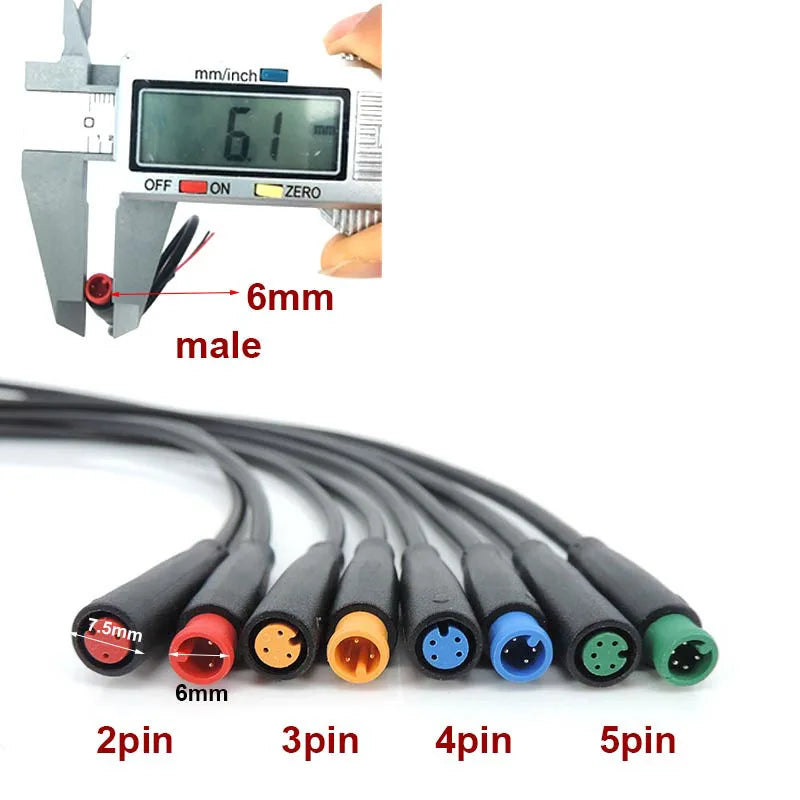 M6 M8 2/3/4/5 Pin core 6mm male female Julet Electric ebike Butt Plug Connector Cable Signal Sensor waterproof Scooter wire