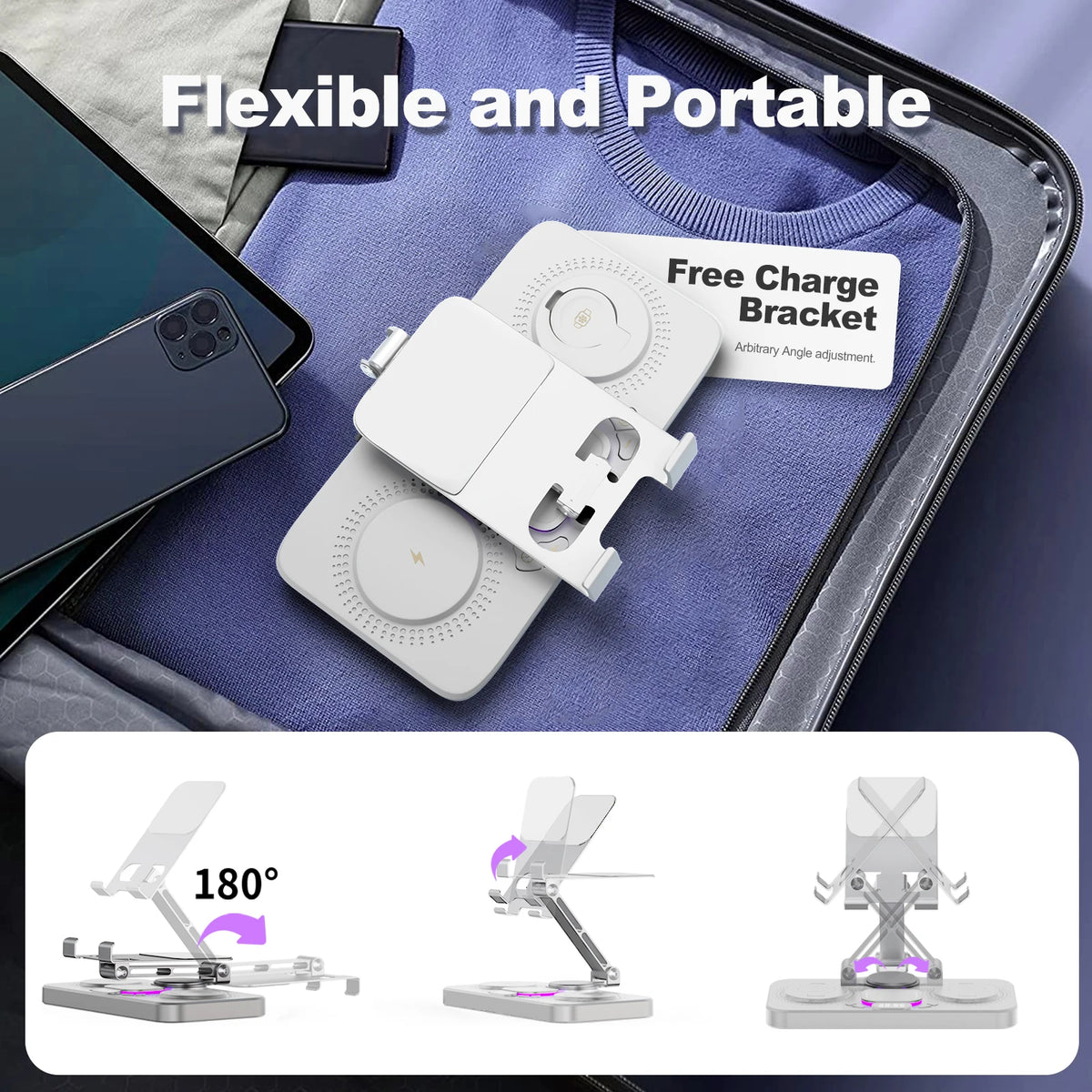 7-in-1 Wireless Charger Station 15W Fast Charging Type C Port Multi-Function Devices for iPhone 17 16 15 14 Samsung Airpods iPad