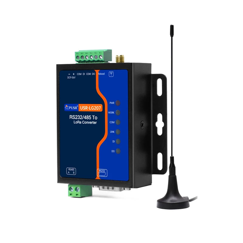 PUSR RS485/232 to LoRa Converter Point to Modbus TCP/RTU Gateway 8KM Data Transfer SX1262 DI+DO IO LoRa Wireless Modem USR-LG207