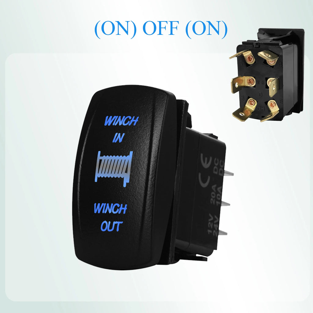 12V Reverse Polarity Rocker Switch DPDT ON-Off-ON 6 Pin Momentary/Latching for Winch Linear Actuator Car Window RV Jack Boat RV