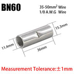 BN Copper Electrical Wire Cable Connection Crimp Sleeve Tubular Ferrule Lug Connector Non-Insulated Tube Butt Splices Terminal
