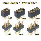 5Pcs 1.27mm Pitch Round Hole Pin Header Male Female Single Double Row Pin Gold Plated 2P 3P 4P-6Pin PCB Board Connector