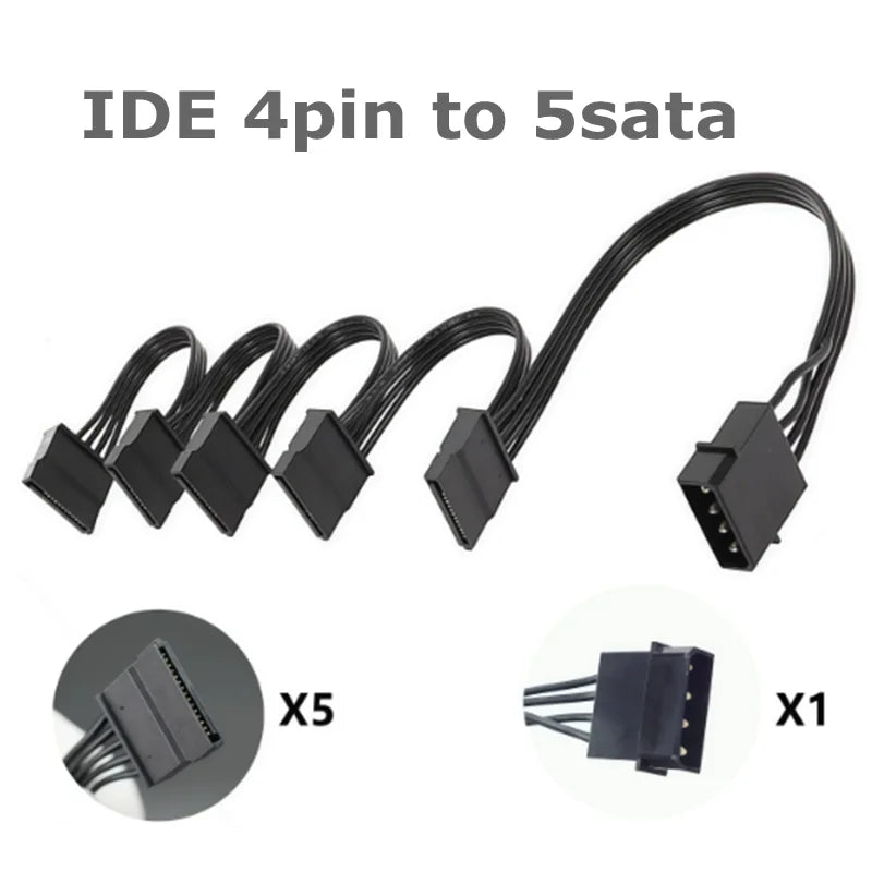 Molex 4 Pin Male to SATA Female Power Supply Cable,15 Pin SATA Power Splitter Converter Adapter Cable Hard Drive HDD SSD Cable