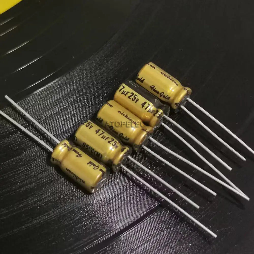 10pcs Nichicon FG Fine Gold Series Electrolytic Capacitor Hi-Fi Audio 0.33uF/1uF/2.2uF/3.3uF/4.7uF/10uF/22uF/47uF/100uF 25V/50V