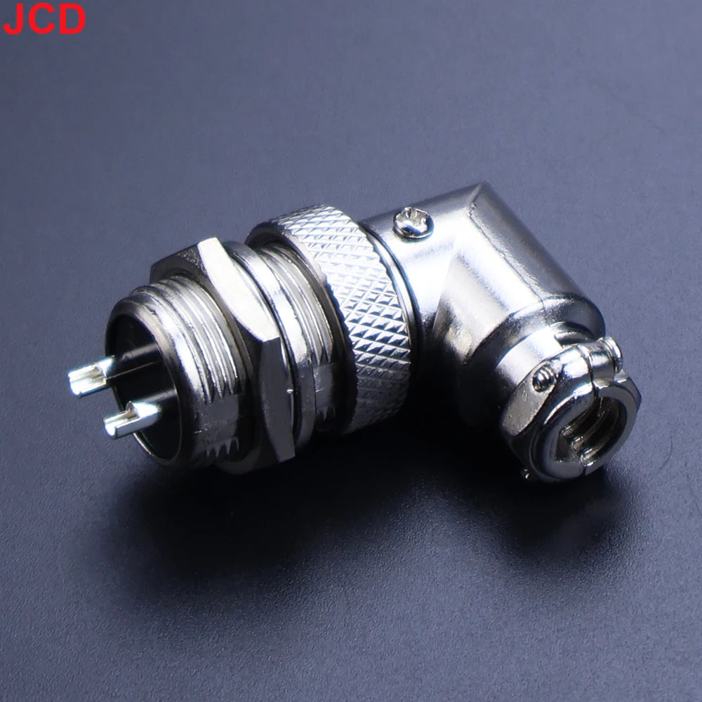 JCD GX16 90 Degree Right Angle 16mm Aviation Connector Elbow M16-2 3 4 5 6 7 8 9 10 Pin Female Plug Male Chassis Mount Socket