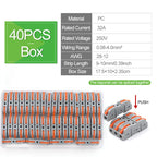 40PCS Lever Wire Connectors 1 in 1 out Quick Connect Electrical Splicing Kit for Compact Inline Terminals - 28-12 AWG