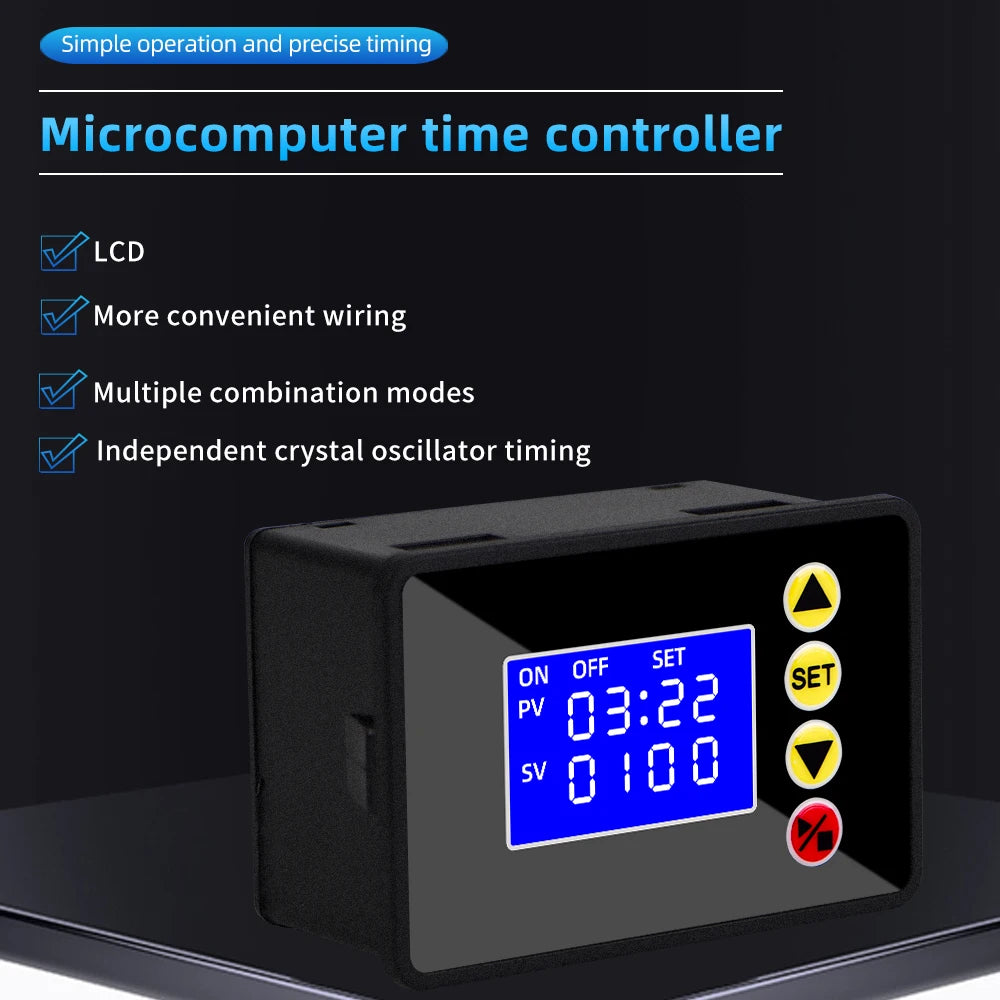 Time Timer Microcomputer Time Controller AC 110-220V DC 12V 24V Hour Counter LCD Digital Display Programmable Timer Timegrapher