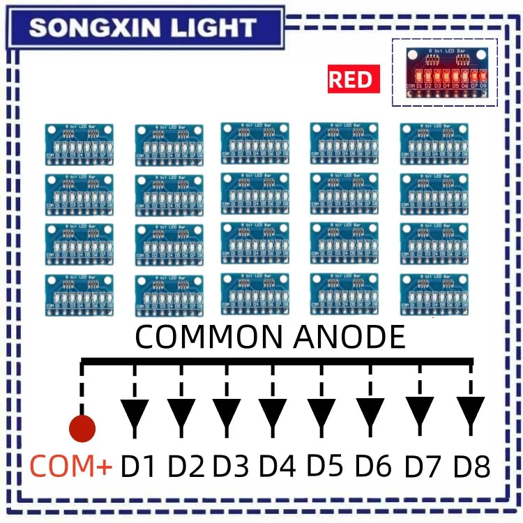 3-24V 8 Bit Blue/Red Common anode/cathode LED indicator Module Breadboard starter kit Board for MCU ARM 3d printer UNO MEGA2560