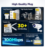 AMPCOM RJ45 Connector Pass Through CAT5E Modular Plug Network End UTP Fu Gold Plated 8P8C Crimp End For 24-28 AWG Ethernet Cable