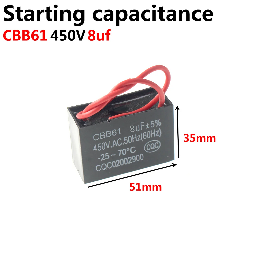 Washing Machine Starting Motor Run Capacitor CBB60 450V 5UF 10UF 15UF 20UF 25UF 3 4 5 6 8 12 14 16 18 30 35 40 45 50 60 70 80 UF